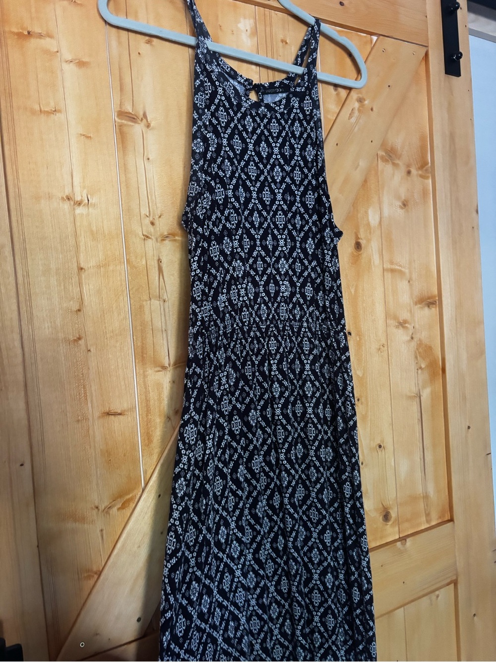 PAPERMOON Navy & White Diamond/Medallion Geometric Halter Maxi Dress - Size M - Picture 10 of 11